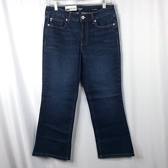 NWT Chaps Mid Rise Crop Kick Jeans Womens 10/30 Blue Dark Wash Denim Str… - Picture 1 of 9